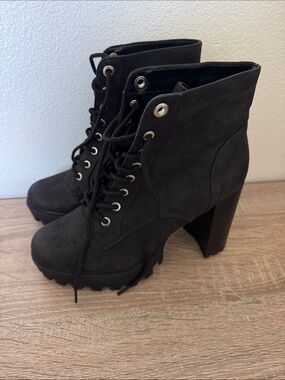 BAMBOO Black Lace-Up Women's Combat Boots